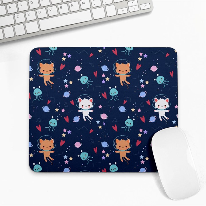 Cute Astronaut Cat With Star Galaxy Elements Seamless Pattern Large Mousepad