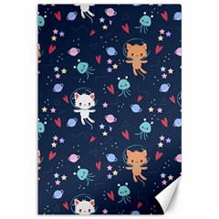 Cute Astronaut Cat With Star Galaxy Elements Seamless Pattern Canvas 12  X 18  by Apen