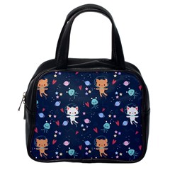 Cute Astronaut Cat With Star Galaxy Elements Seamless Pattern Classic Handbag (one Side) by Apen