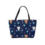 Cute Astronaut Cat With Star Galaxy Elements Seamless Pattern Classic Shoulder Handbag Back