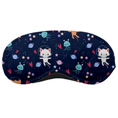 Cute Astronaut Cat With Star Galaxy Elements Seamless Pattern Sleep Mask by Apen