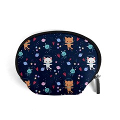 Cute Astronaut Cat With Star Galaxy Elements Seamless Pattern Accessory Pouch (small) by Apen