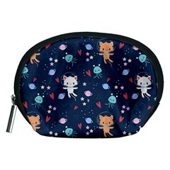 Cute Astronaut Cat With Star Galaxy Elements Seamless Pattern Accessory Pouch (medium) by Apen