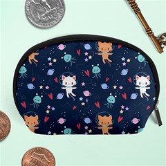 Cute Astronaut Cat With Star Galaxy Elements Seamless Pattern Accessory Pouch (large) by Apen