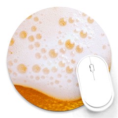 Beer Foam Texture Macro Liquid Bubble Round Mousepad by Cemarart