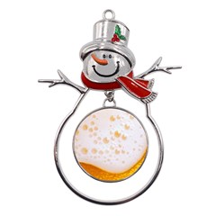 Beer Foam Texture Macro Liquid Bubble Metal Snowman Ornament by Cemarart