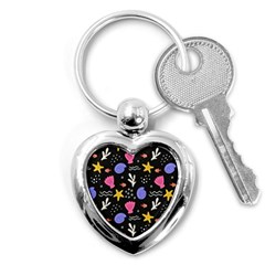 Sea Shells Pattern Wallpaper Fish Key Chain (heart)