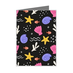 Sea Shells Pattern Wallpaper Fish Mini Greeting Card