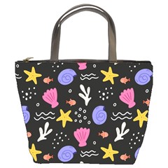 Sea Shells Pattern Wallpaper Fish Bucket Bag