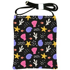 Sea Shells Pattern Wallpaper Fish Shoulder Sling Bag