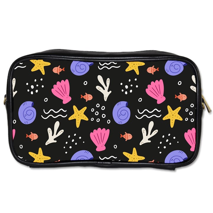 Sea Shells Pattern Wallpaper Fish Toiletries Bag (Two Sides)