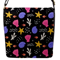 Sea Shells Pattern Wallpaper Fish Flap Closure Messenger Bag (s) by Maspions