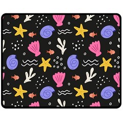 Sea Shells Pattern Wallpaper Fish Two Sides Fleece Blanket (medium)