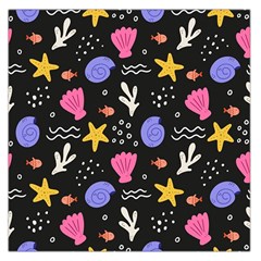 Sea Shells Pattern Wallpaper Fish Square Satin Scarf (36  X 36 ) by Maspions