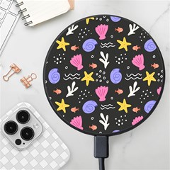 Sea Shells Pattern Wallpaper Fish Wireless Fast Charger(black)