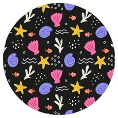 Sea Shells Pattern Wallpaper Fish Round Trivet