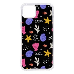 Sea Shells Pattern Wallpaper Fish Iphone 14 Plus Tpu Uv Print Case