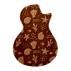 Sea Shells Pattern Wallpaper Fish Guitar Shape Wood Guitar Pick Holder Case And Picks Set by Maspions