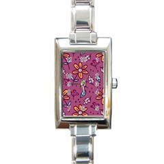 Flowers Petals Leaves Foliage Rectangle Italian Charm Watch by Maspions