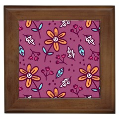 Flowers Petals Leaves Foliage Framed Tile