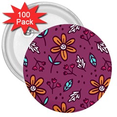 Flowers Petals Leaves Foliage 3  Buttons (100 Pack) 