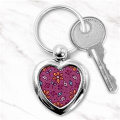 Flowers Petals Leaves Foliage Key Chain (heart)