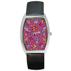 Flowers Petals Leaves Foliage Barrel Style Metal Watch by Maspions