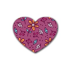 Flowers Petals Leaves Foliage Rubber Coaster (heart) by Maspions