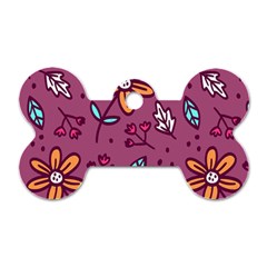 Flowers Petals Leaves Foliage Dog Tag Bone (one Side)