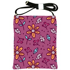 Flowers Petals Leaves Foliage Shoulder Sling Bag by Maspions