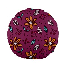 Flowers Petals Leaves Foliage Standard 15  Premium Flano Round Cushions by Maspions