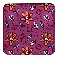 Flowers Petals Leaves Foliage Square Glass Fridge Magnet (4 Pack)