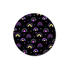 Wallpaper Pattern Rainbow Rubber Round Coaster (4 Pack)