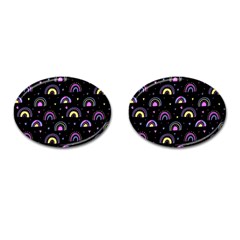 Wallpaper Pattern Rainbow Cufflinks (oval)