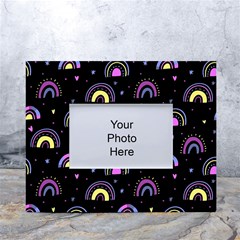 Wallpaper Pattern Rainbow White Tabletop Photo Frame 4 x6  by Maspions