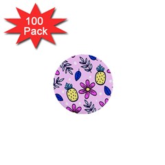 Flowers Petals Pineapples Fruit 1  Mini Buttons (100 Pack) 