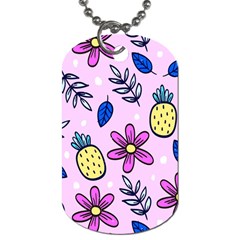 Flowers Petals Pineapples Fruit Dog Tag (one Side) by Maspions