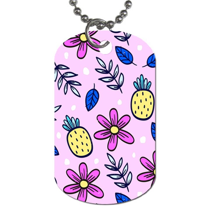 Flowers Petals Pineapples Fruit Dog Tag (One Side)