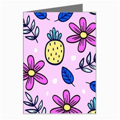 Flowers Petals Pineapples Fruit Greeting Card by Maspions