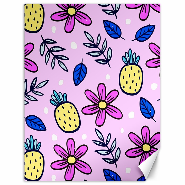 Flowers Petals Pineapples Fruit Canvas 18  x 24 