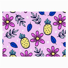 Flowers Petals Pineapples Fruit Large Glasses Cloth