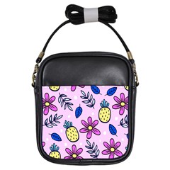 Flowers Petals Pineapples Fruit Girls Sling Bag