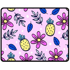 Flowers Petals Pineapples Fruit Fleece Blanket (medium)