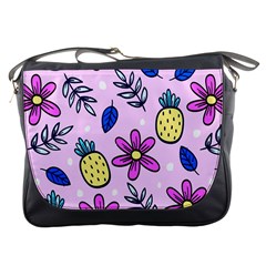 Flowers Petals Pineapples Fruit Messenger Bag by Maspions