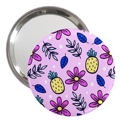 Flowers Petals Pineapples Fruit 3  Handbag Mirrors