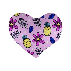 Flowers Petals Pineapples Fruit Standard 16  Premium Heart Shape Cushions by Maspions