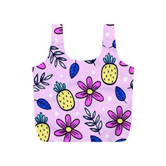 Flowers Petals Pineapples Fruit Full Print Recycle Bag (s) by Maspions