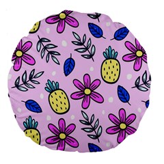 Flowers Petals Pineapples Fruit Large 18  Premium Flano Round Cushions