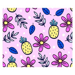 Flowers Petals Pineapples Fruit Two Sides Premium Plush Fleece Blanket (kids Size)