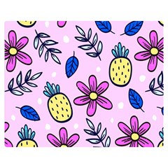 Flowers Petals Pineapples Fruit Two Sides Premium Plush Fleece Blanket (teen Size)